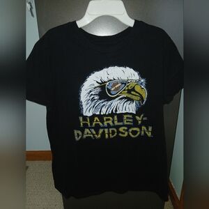 Women's short sleeve black Harley Davidson T-shirt, size Large